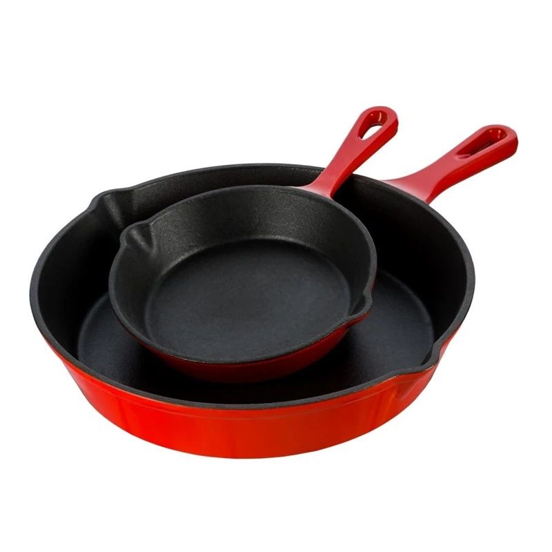 Red iron cast skillet 25 cm