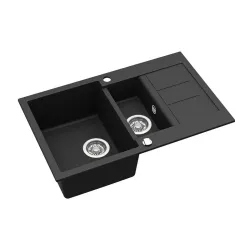 Кухонная мойка Aquasanita Tesa SQT151-601AW, гранит, 80 см x 50 см x 20 см, black metallic