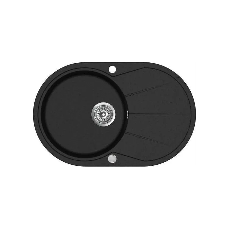 Virtuves izlietne Aquasanita SR101, akmens masa, 78 cm x 50 cm x 19.5 cm, melna krās.