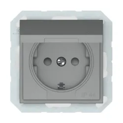 Kištukinis lizdas Vilma QR1000 RP16-003-22, su įžeminimu, IP44, matinė pilka sp.