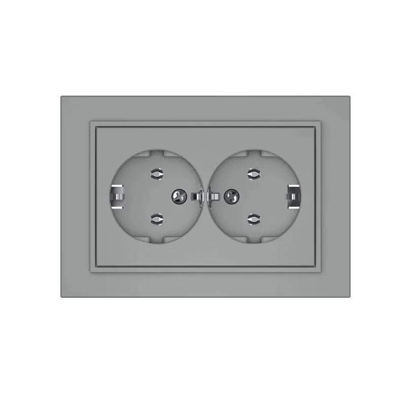 Dubultā kontaktligzda Vilma QR1000 RP16-021, Iezemēta rozete, matēts pelēks