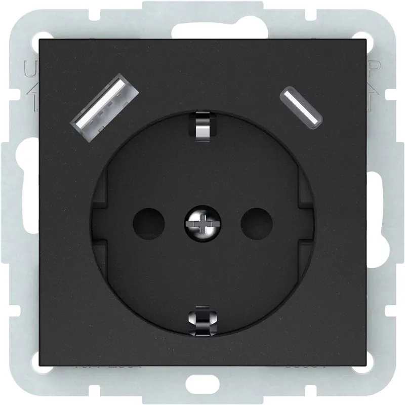 Kontaktligzda Vilma QR1000 RP16-002-22-A+C, Iezemēta rozete, matēts melns