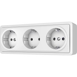 Trīskāršā kontaktligzda Vilma SL+250. Iezemēta rozete. balta