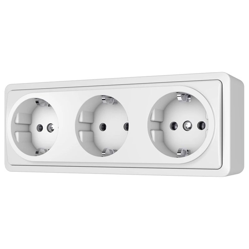 Trīskāršā kontaktligzda Vilma SL+250. Iezemēta rozete. balta