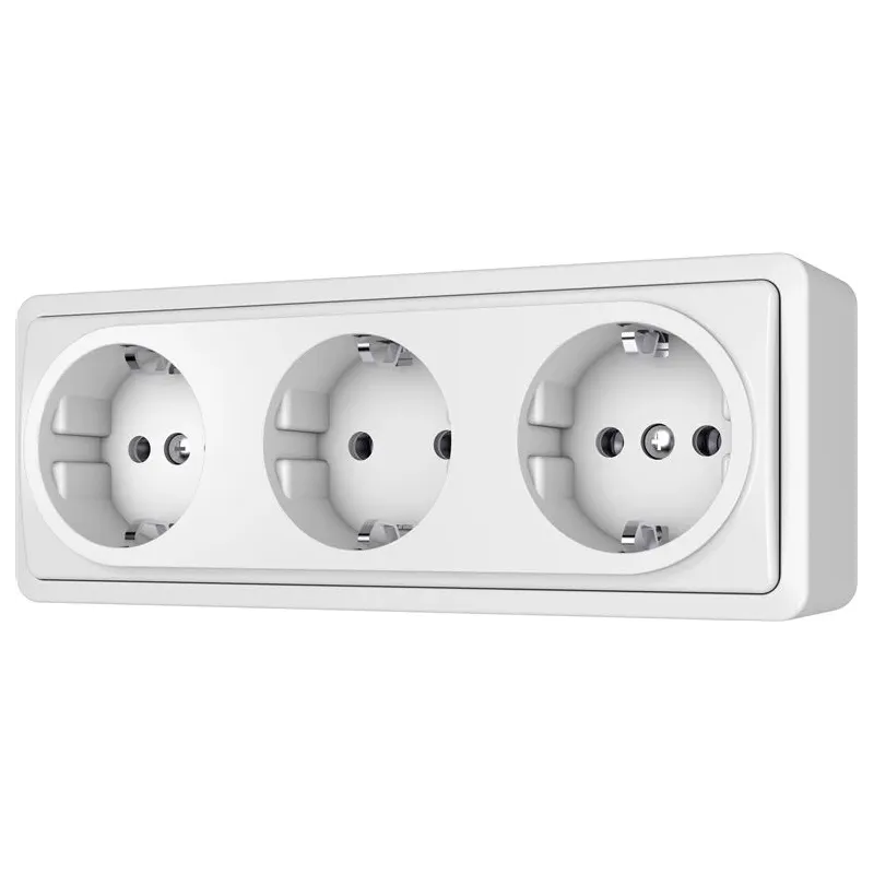 Trīskāršā kontaktligzda Vilma SL+250, Iezemēta rozete, balta