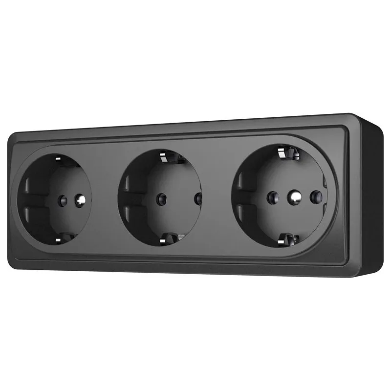 Trīskāršā kontaktligzda Vilma SL+250, Iezemēta rozete, antracīta