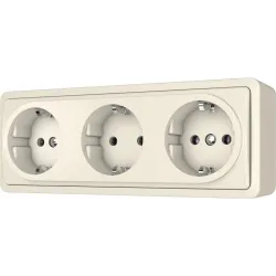 Kolmekordne pistikupesa Vilma SL+250, maandusega, elevandiluu v.