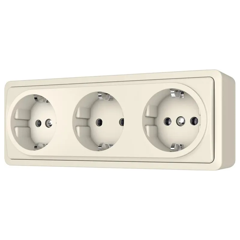 Trīskāršā kontaktligzda Vilma SL+250, Iezemēta rozete, ziloņkaula