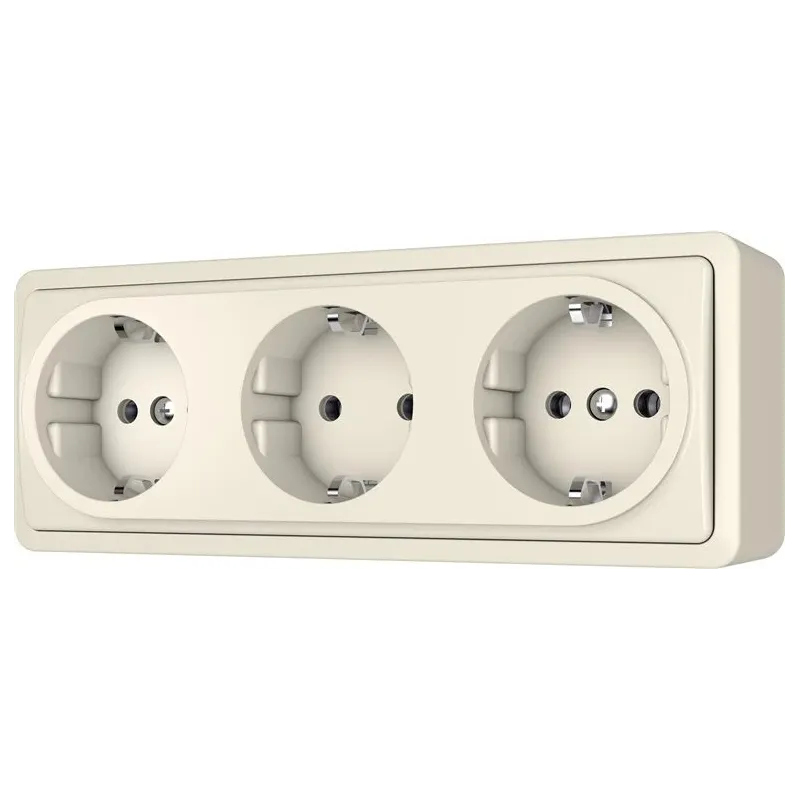 Trīskāršā kontaktligzda Vilma SL+250, Iezemēta rozete, ziloņkaula