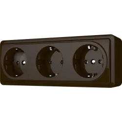 Trivietis kištukinis lizdas Vilma SL+250, su įžeminimu, ruda sp.