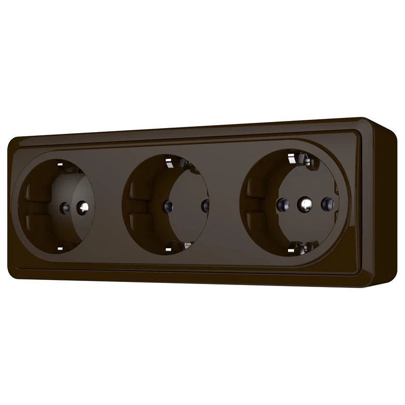 Trīsvietīga kontaktligzdas VILMA SL+250, brūnā krāsā