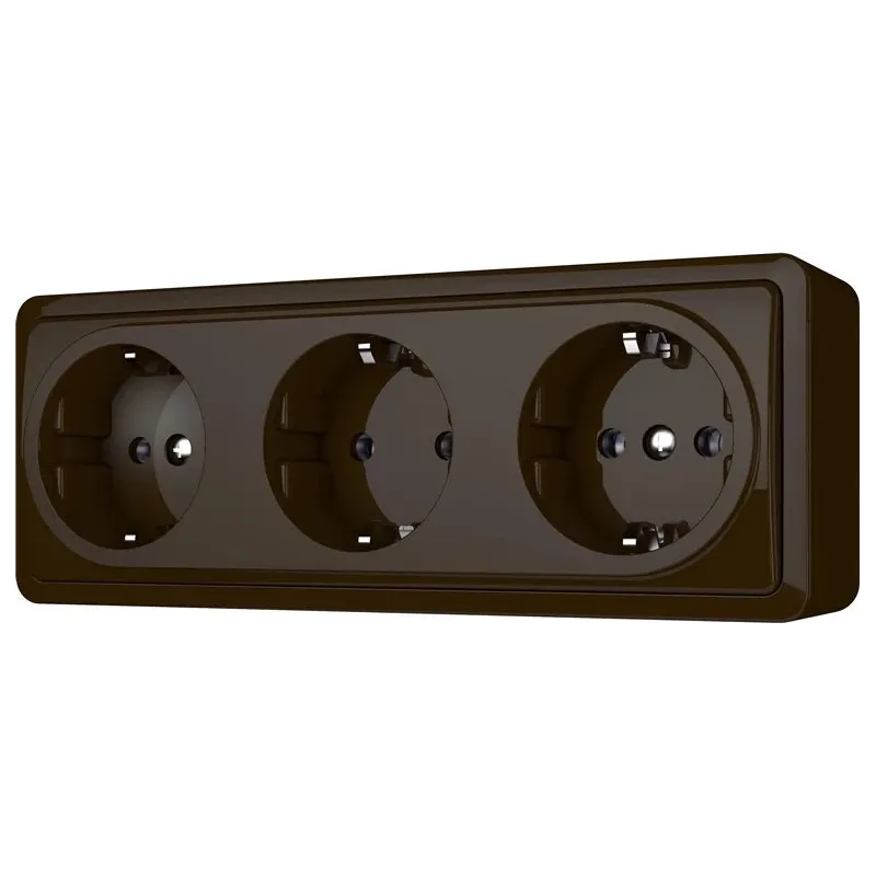 Trīskāršā kontaktligzda Vilma SL+250, Iezemēta rozete, brūna