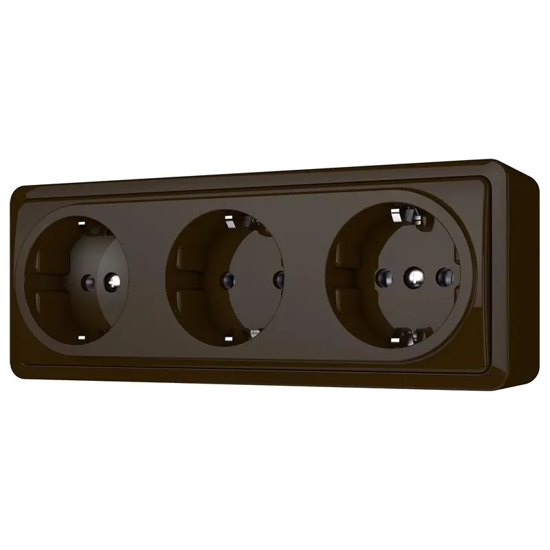 Trīskāršā kontaktligzda Vilma SL+250, Iezemēta rozete, brūna