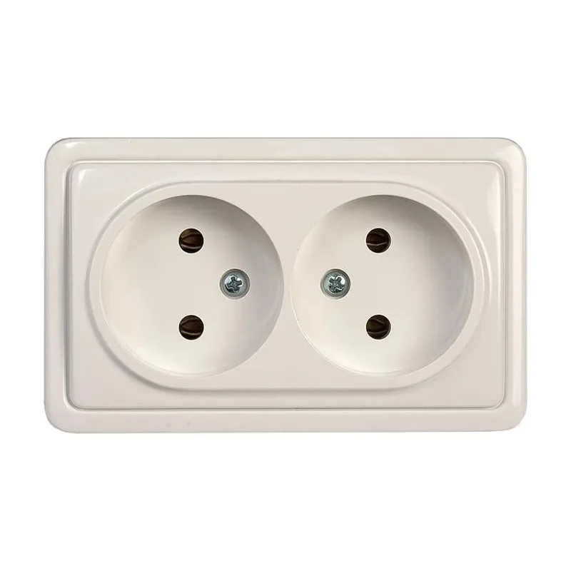 Dubultā kontaktligzda Vilma SL+250 RP16-020, rozete bez zemējuma, balta