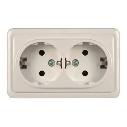 Двойная розетка Vilma SL+250 RP16-021, c заземлением, белый