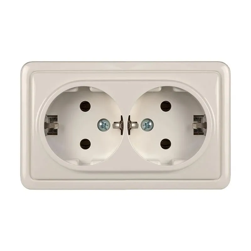 Dubultā kontaktligzda Vilma SL+250 RP16-021, Iezemēta rozete, balta