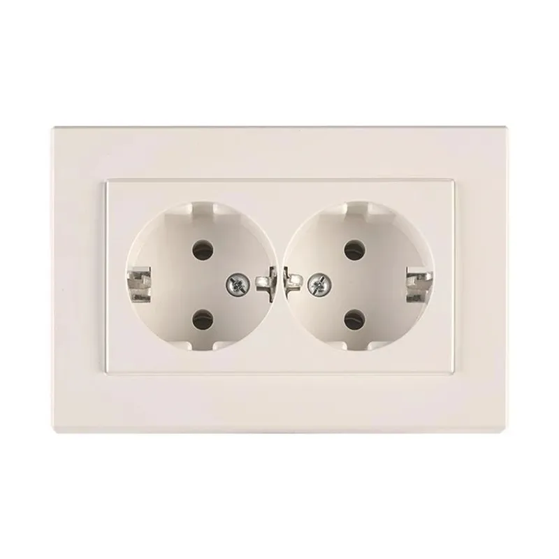 Dubultā kontaktligzda Vilma XP500 111050202105, Iezemēta rozete, balta