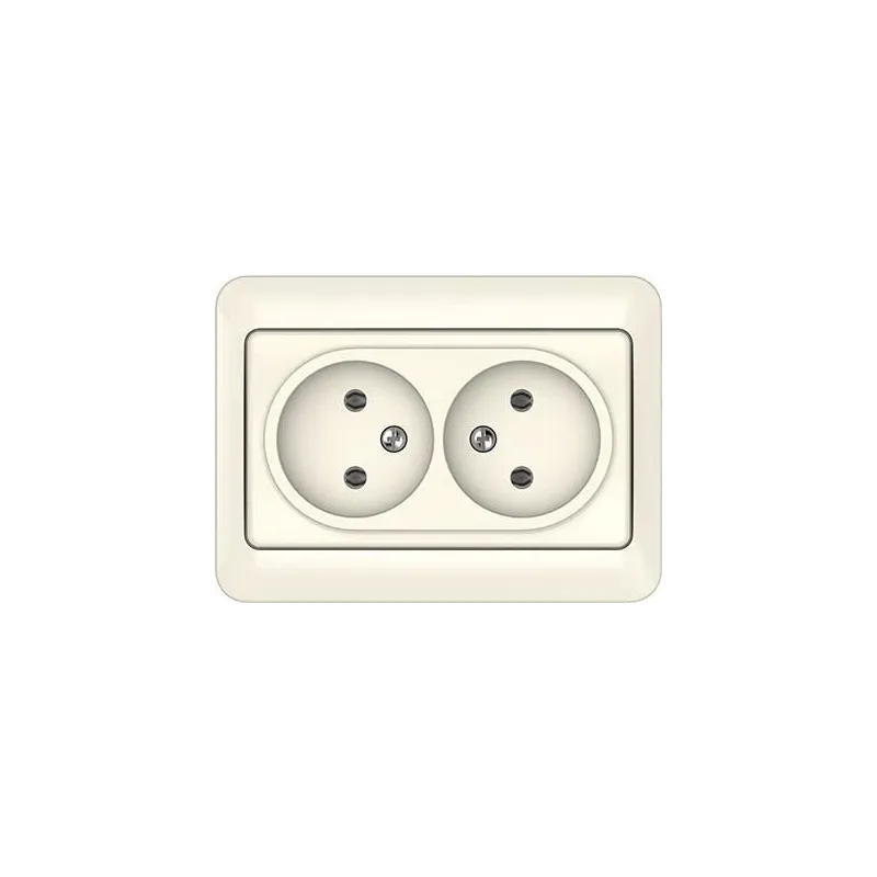 Dubultā kontaktligzda Vilma SL250 111030201205, rozete bez zemējuma, ziloņkaula