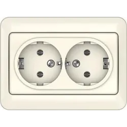 Двойная розетка Vilma SL250 111030202205, c заземлением, слоновая кость
