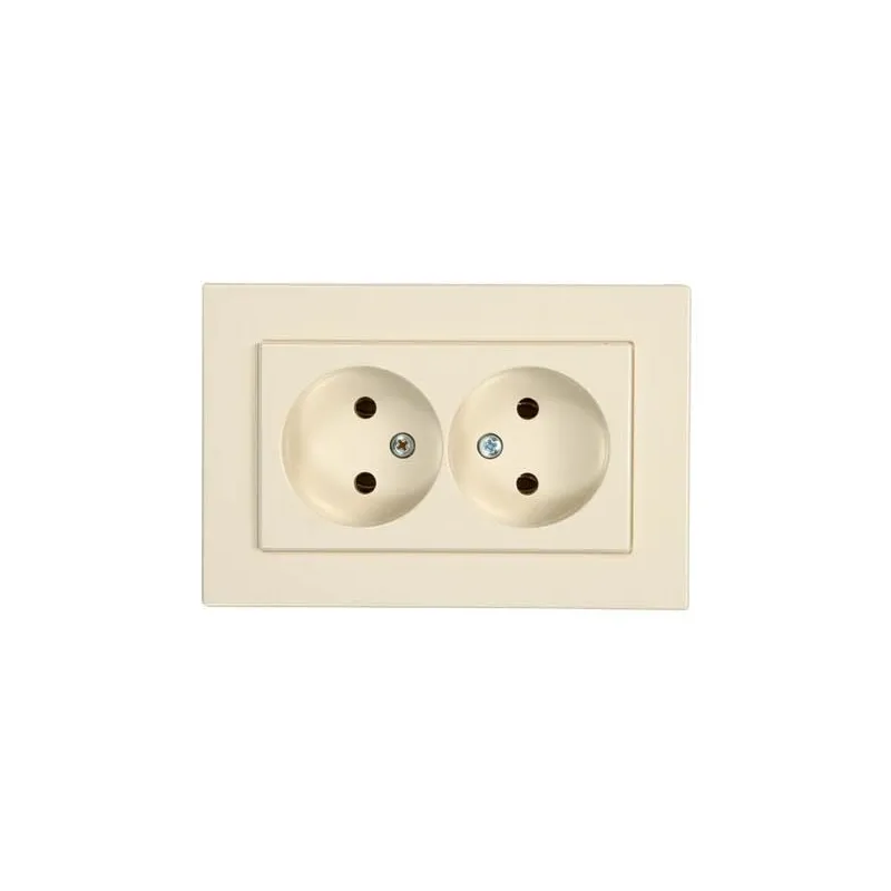 Dubultā kontaktligzda Vilma XP500 111050201205, rozete bez zemējuma, ziloņkaula