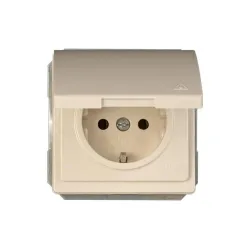 Розетка Vilma SL250 111030202207, c заземлением, IP44, слоновая кость