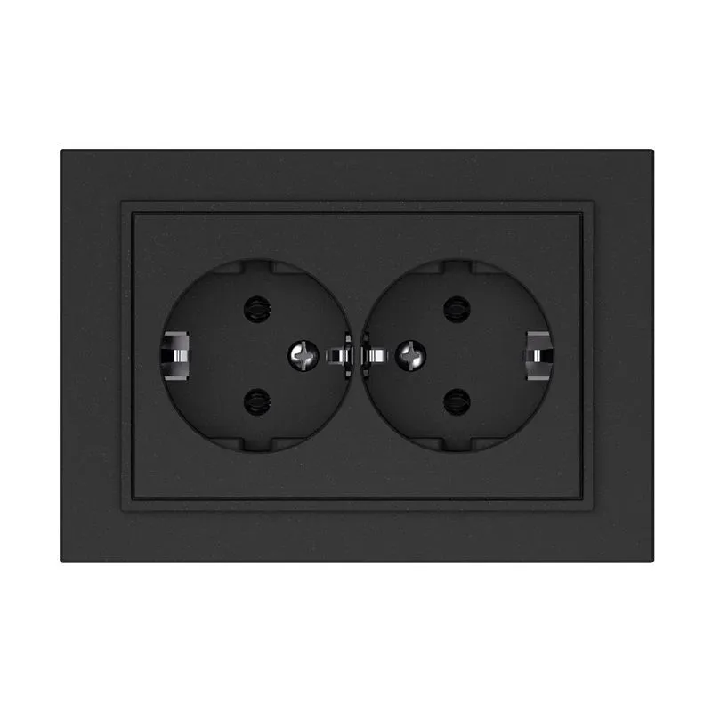 Dubultā kontaktligzda Vilma QR1000, Iezemēta rozete, matēta melna krās.