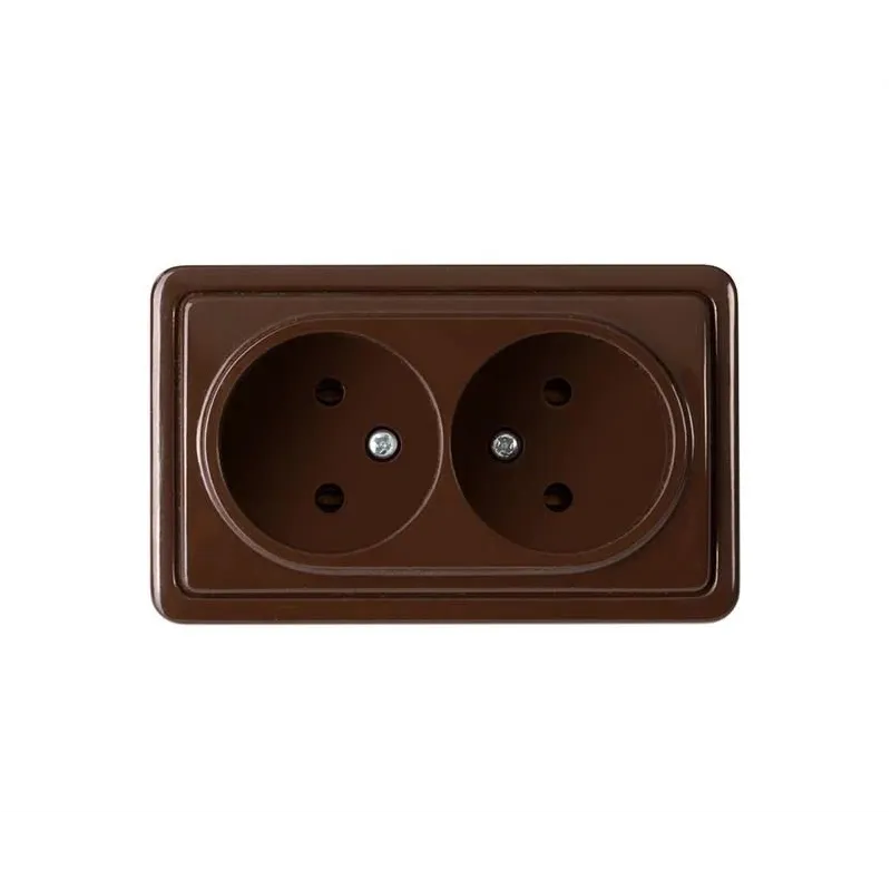 Dubultā kontaktligzda Vilma SL+250 RP16-020, rozete bez zemējuma, brūna