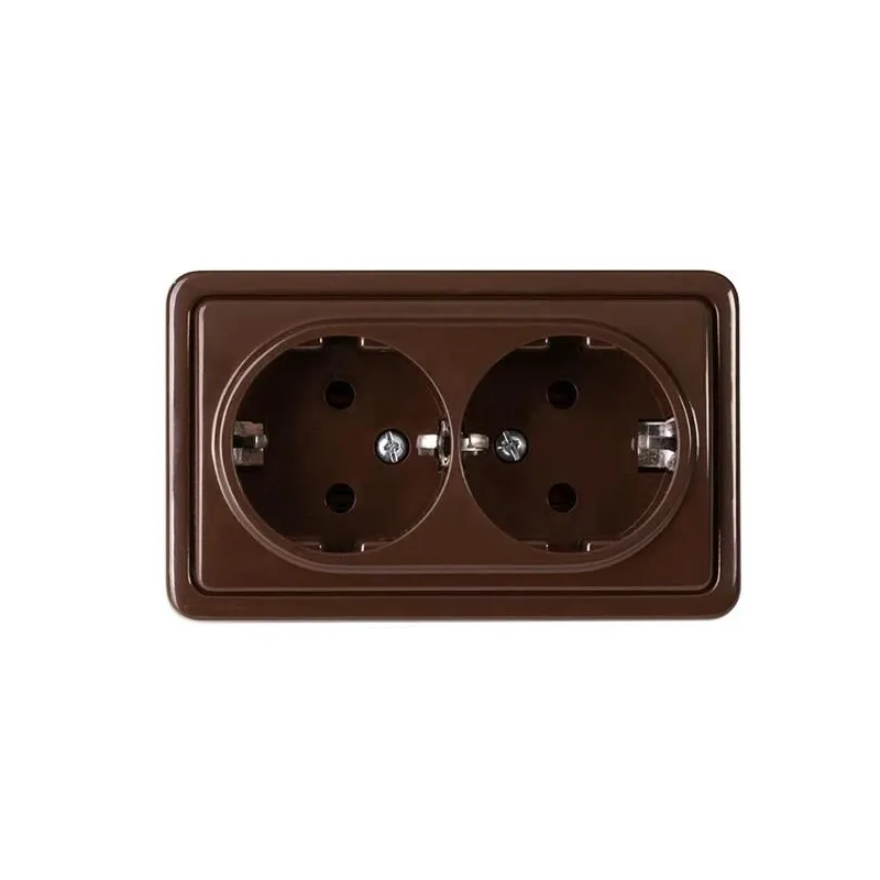 Dubultā kontaktligzda Vilma SL+250 RP16-021, Iezemēta rozete, brūna