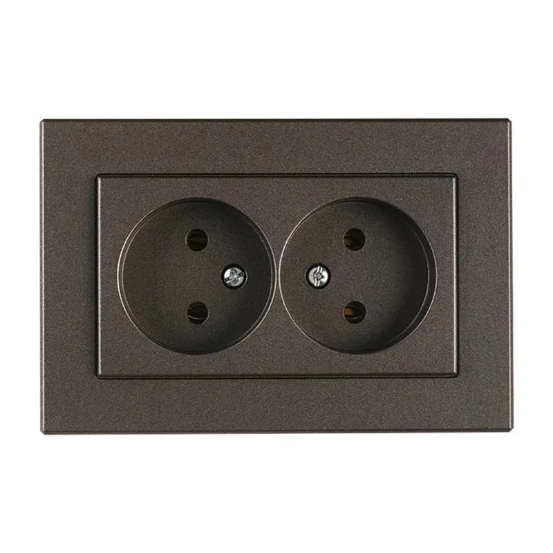 Dubultā kontaktligzda Vilma XP500 111050201705, rozete bez zemējuma, antracīta