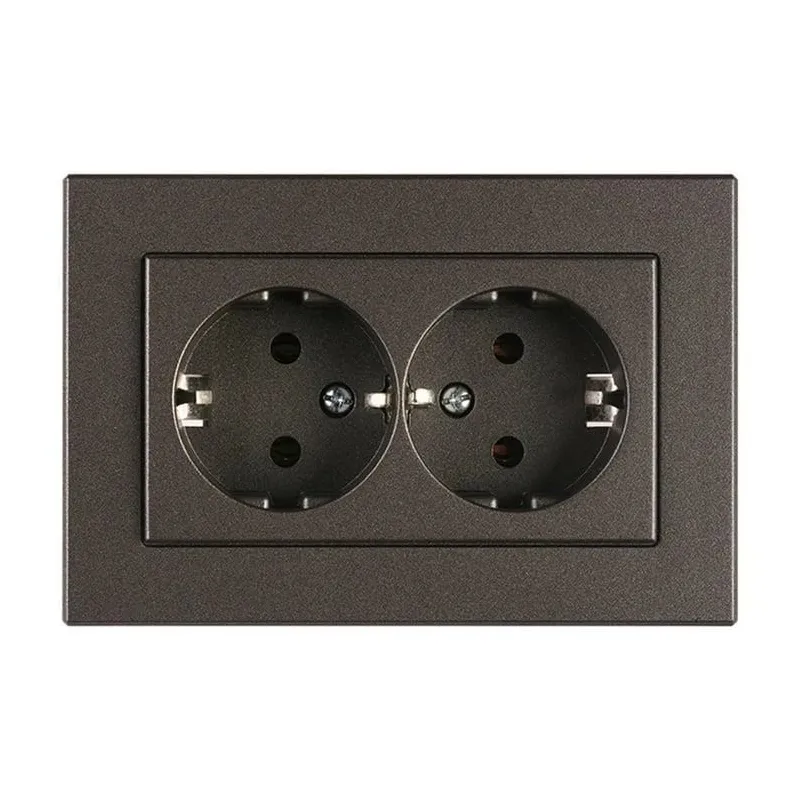 Dubultā kontaktligzda Vilma XP500 111050202705, Iezemēta rozete, antracīta