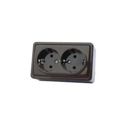 Двойная розетка Vilma SL+250 RP16-021, c заземлением, антрацитовый цв.