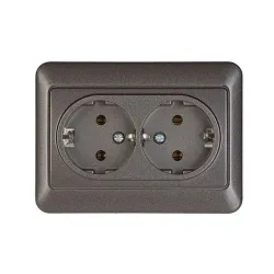 Dvivietis kištukinis lizdas Vilma SL250 111030202705, su įžeminimu, antracito sp.