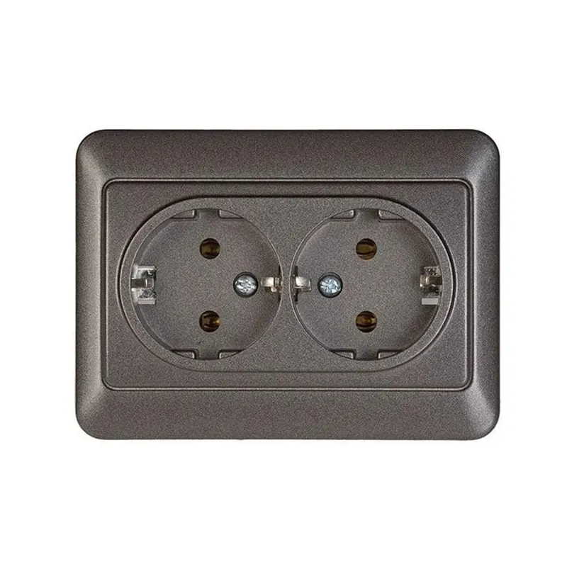 Dubultā kontaktligzda Vilma SL250 111030202705, Iezemēta rozete, antracīta