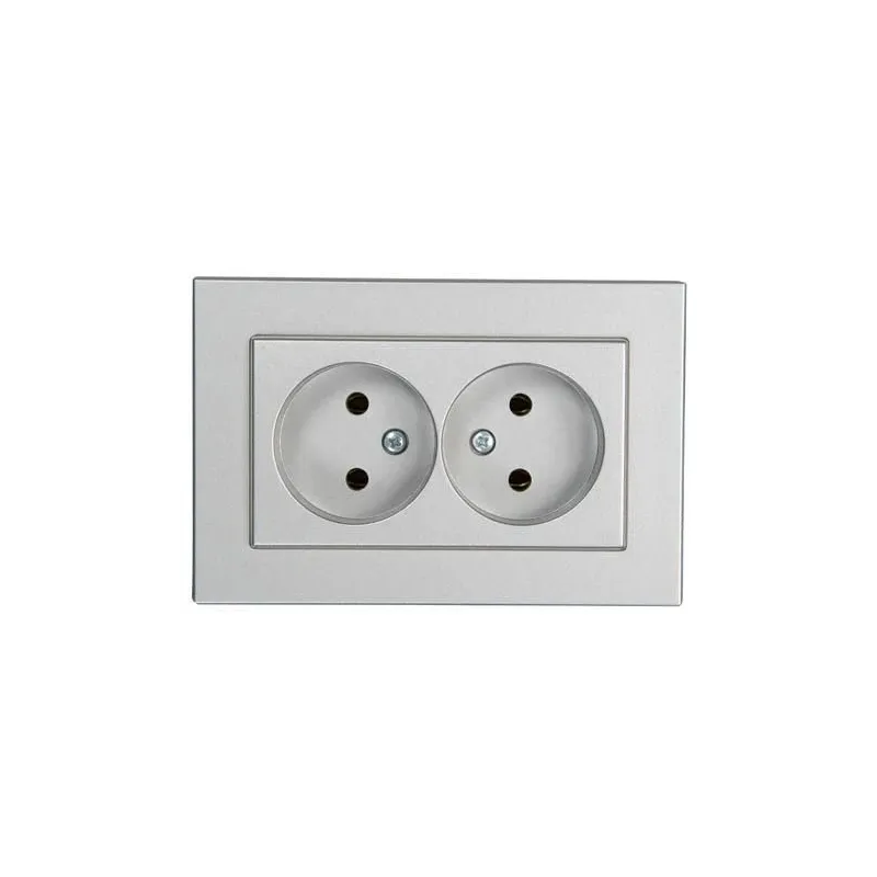 Dubultā kontaktligzda Vilma XP500 111050201905, rozete bez zemējuma, metāliska