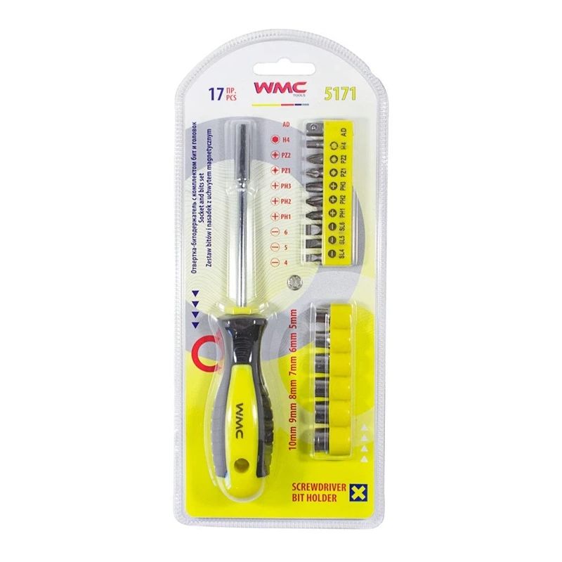 Skruvgriezis un uzgaļu komplekts WMC TOOLS 5171 17 gab.