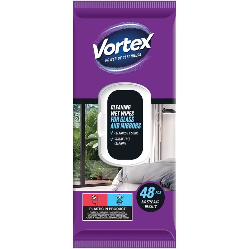 Mitrās salvetes Vortex. stiklam 48