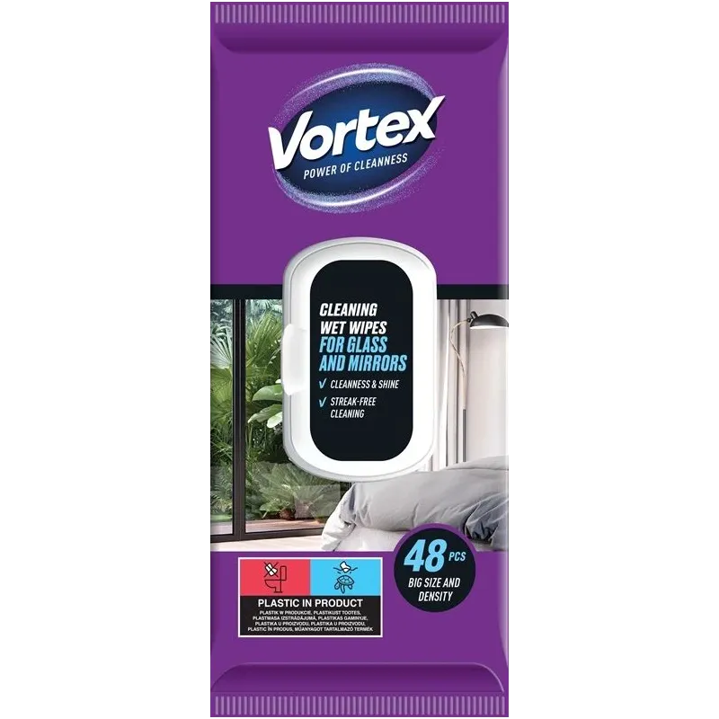 Drėgnos servetėlės stikliniams paviršiams Vortex