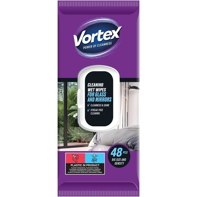 Mitrās salvetes Vortex. stiklam 48