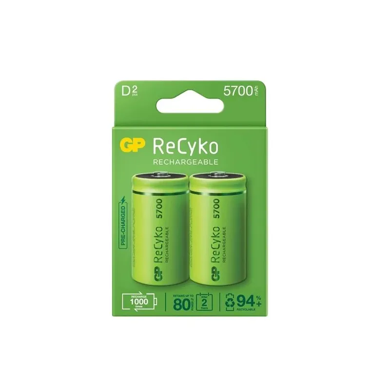 Uzlādējamās baterijas GP GPRHC57DB025, D, 5700 mAh, 2 gab.