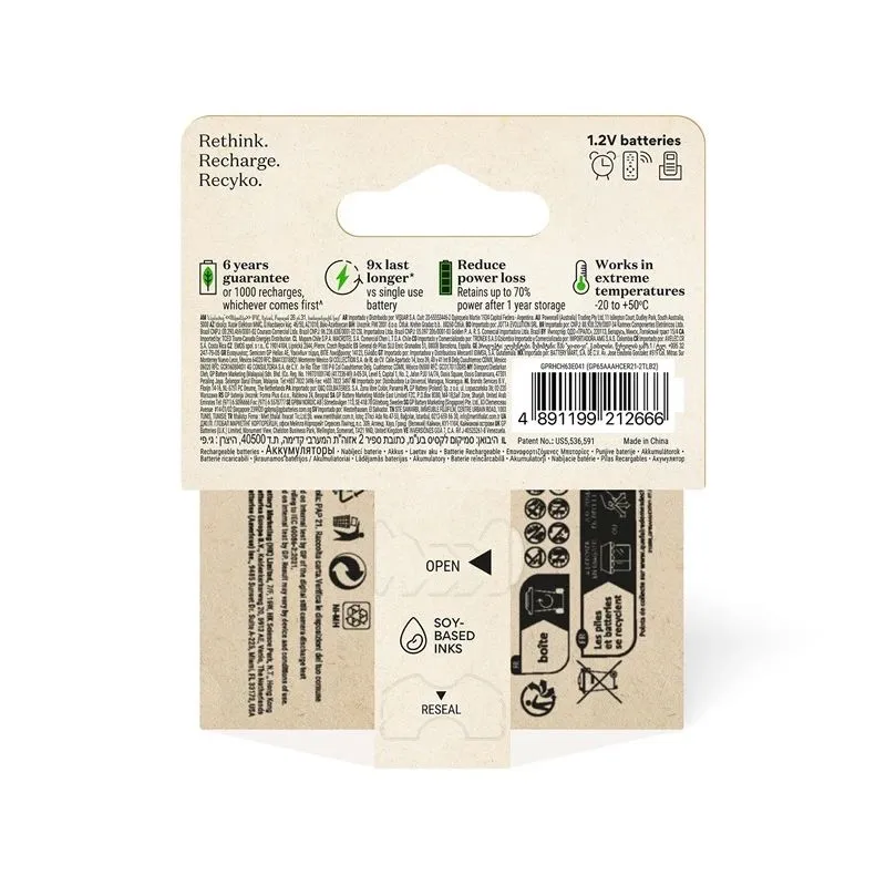 Uzlādējamās baterijas GP, AAA, 650 mAh, 2 gab.