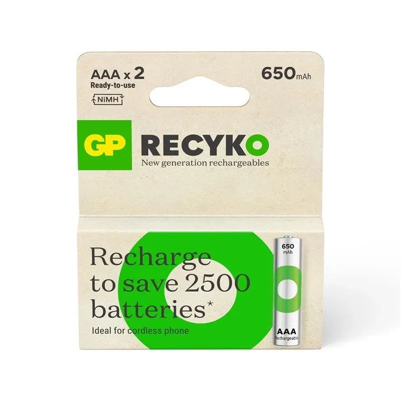 Įkraunamas elementas GP, AAA, 650 mAh, 2 vnt.