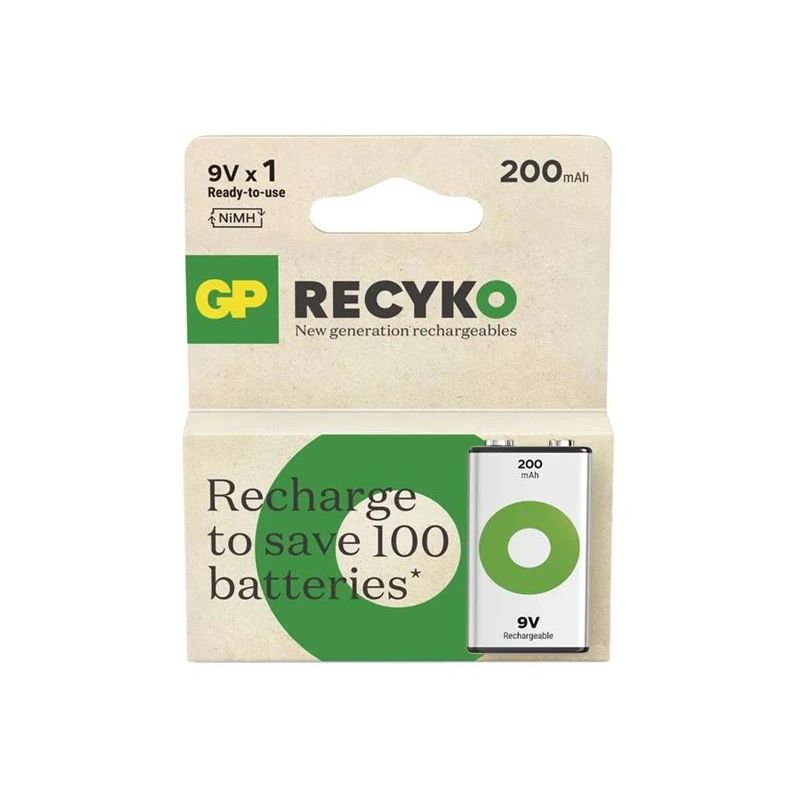Uzlādējamās baterijas GP GPRHV208R075. 9 V. 200 mAh. 1 gab.