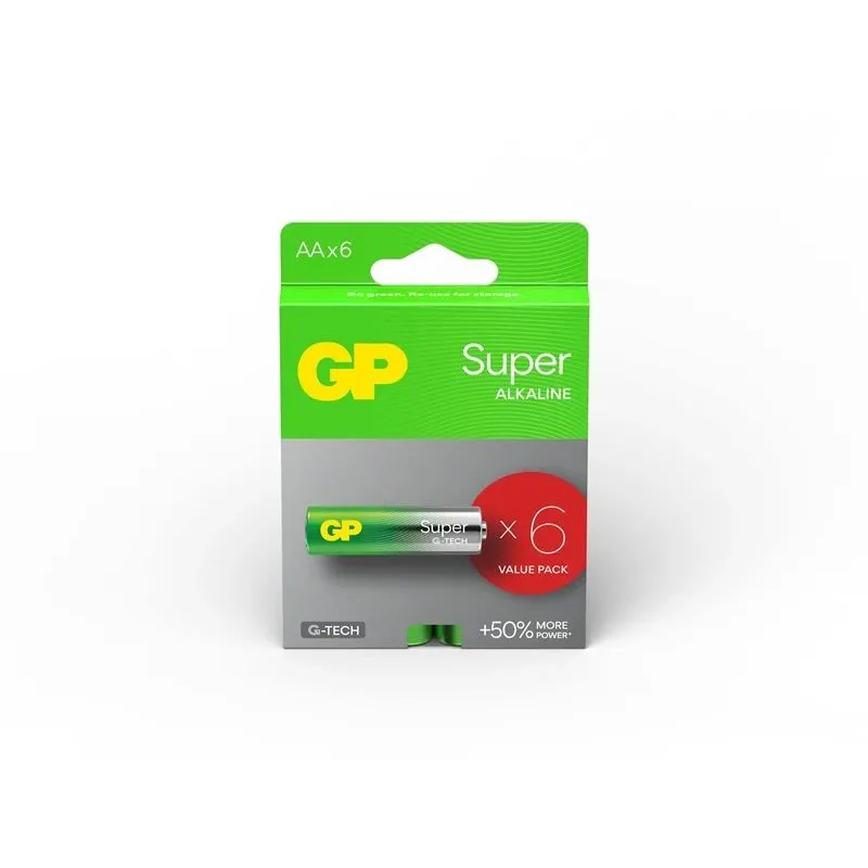 Batteries super alkaline aa 1.5v 6pce