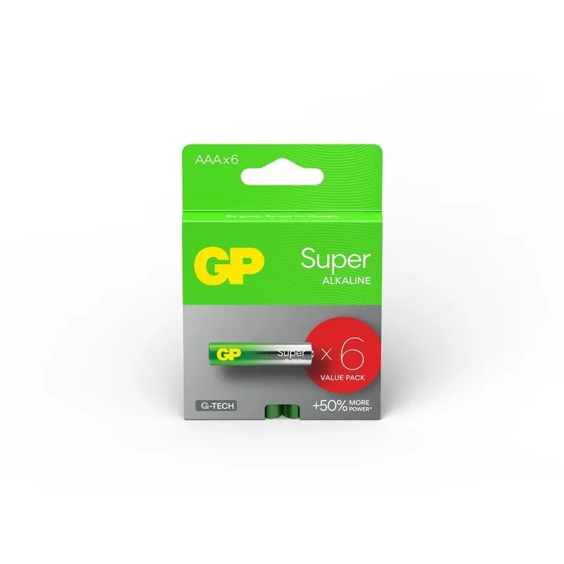 Batteries super alkaline aaa 1.5v 6pce