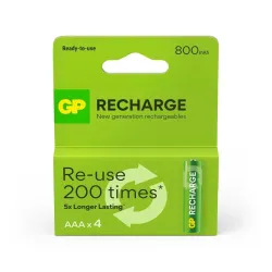 Uzlādējamas baterijas GP RECHARGE AAA. 800mAh. 4 gab.