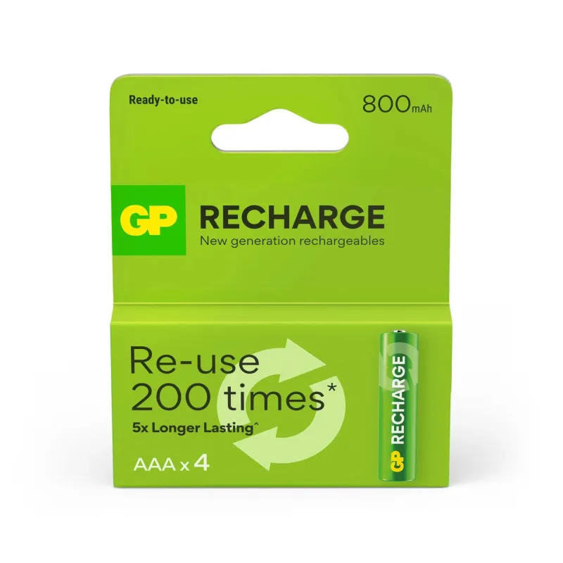 Uzlādējamās baterijas GP GPRHC083L001, AAA, 800 mAh, 4 gab.