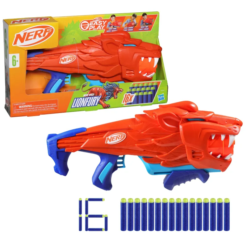 Rotaļu ierocis ar lodēm Hasbro Nerf Lionfury Sarkana
