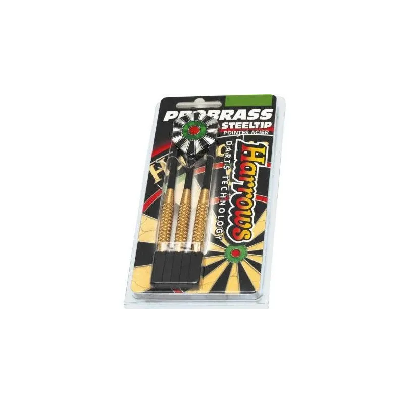 Дартс аксессуары, стрелки Harrows Pro Brass Steeltip Heavy 24g, золотой цв.-черный цв., 3 шт.