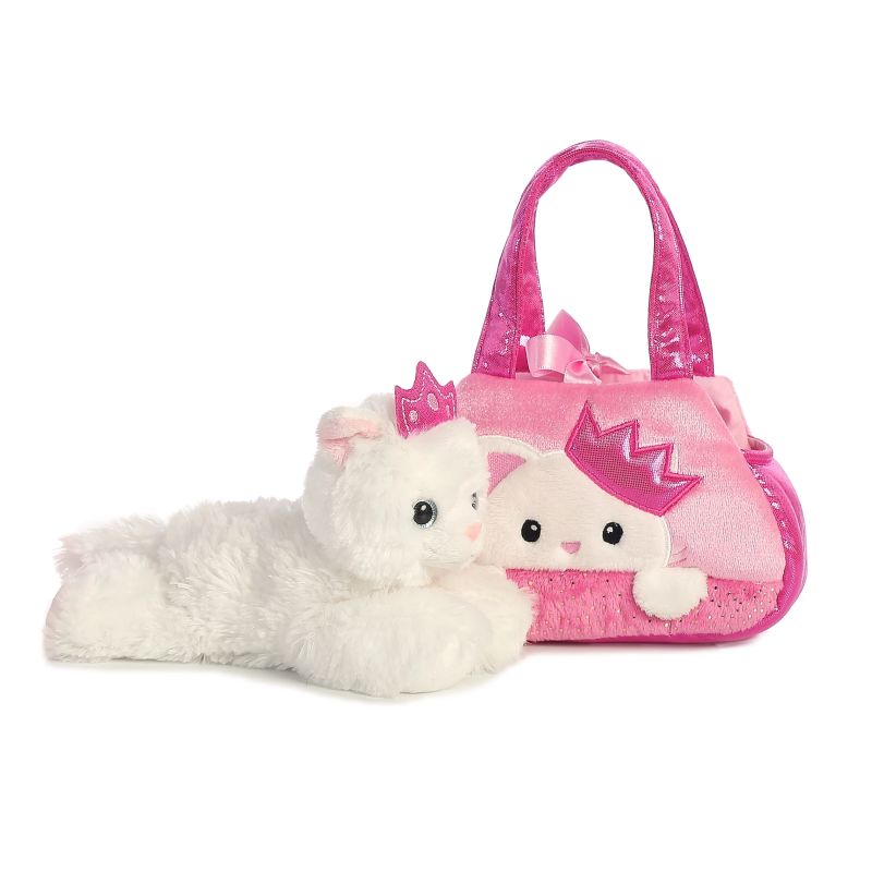 AURORA Fancy Pals Plīša kaķu princese rozā somā, 20 cm