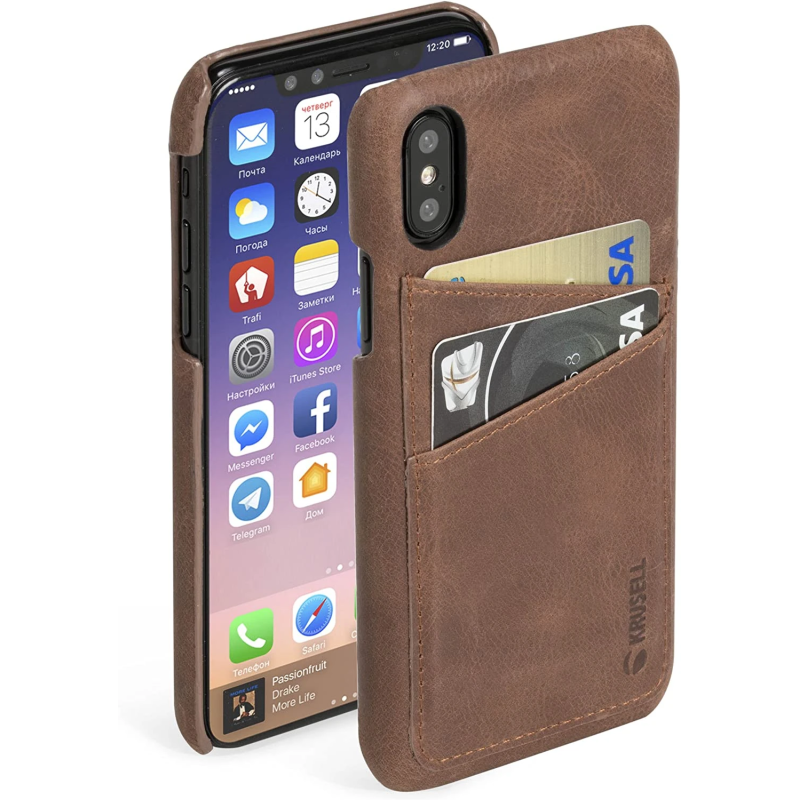 Krusell Sunne 2 Card Cover Apple iPhone X vintage cognac ,61104,